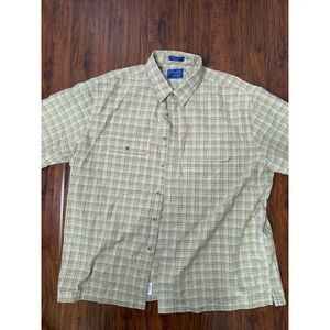 Pendleton Hiker Shirt Men SZ 2XL Cotton Plaid Short Sleeve Button Up Shirt Brown
